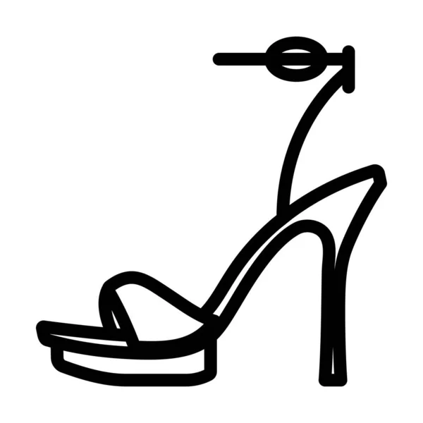 Woman High Heel Sandal Icon Bold Outline Design Editable Stroke — Stock Vector