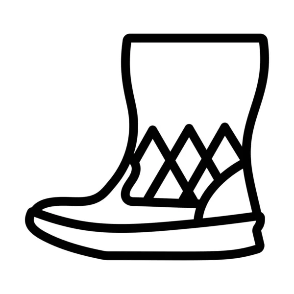 Mujer Fluffy Boot Icon Diseño Contorno Audaz Con Ancho Carrera — Vector de stock