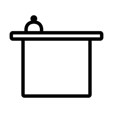 Hotel Reception Desk Icon. Bold outline design with editable stroke width. Vector Illustration.