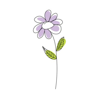 Doodle sketch flower with color fill. Simple design suitable for making greeting cards. Vector illustration.