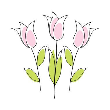 Doodle sketch flower with color fill. Simple design suitable for making greeting cards. Vector illustration.
