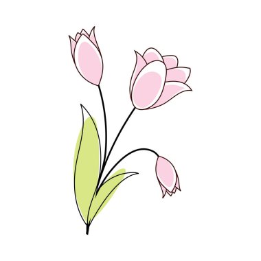 Doodle sketch flower with color fill. Simple design suitable for making greeting cards. Vector illustration.