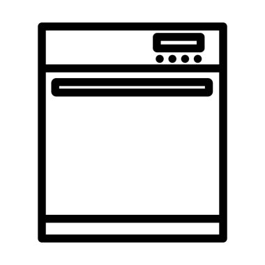 Kitchen Dishwasher Machine Icon. Bold outline design with editable stroke width. Vector Illustration.
