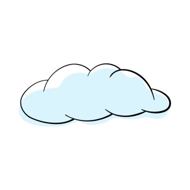 Doodle sketch cloud with color fill. Simple design suitable for making greeting cards. Vector illustration.