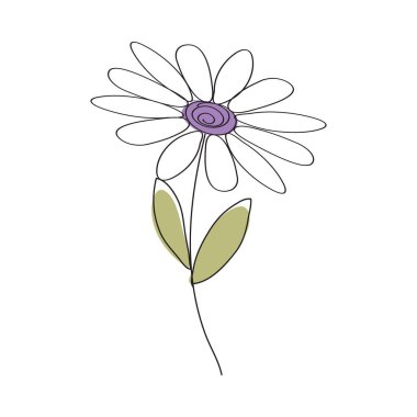 Doodle sketch flower with color fill. Simple design suitable for making greeting cards. Vector illustration.