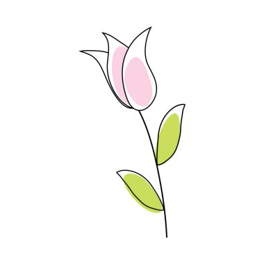 Doodle sketch flower with color fill. Simple design suitable for making greeting cards. Vector illustration.