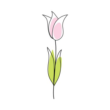Doodle sketch flower with color fill. Simple design suitable for making greeting cards. Vector illustration.