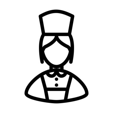 Hotel Maid Icon. Bold outline design with editable stroke width. Vector Illustration.