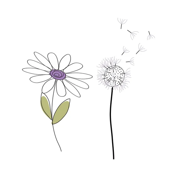 Doodle Sketch Flower Color Fill Simple Design Suitable Making Greeting — Stok Vektör