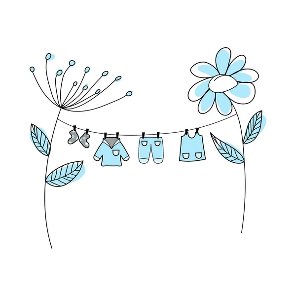 Doodle Sketch Baby Clothe Color Fill Simple Design Suitable Making — Stok Vektör