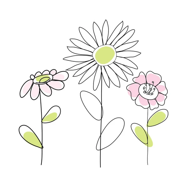 Doodle Λουλούδι Σκίτσο Χρώμα Γεμίζουν Απλός Σχεδιασμός Κατάλληλος Για Την — Διανυσματικό Αρχείο