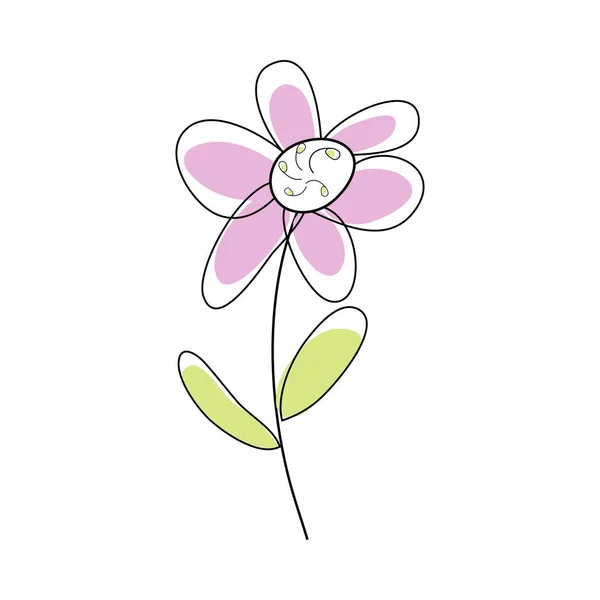 Doodle Sketch Flower Color Fill Simple Design Suitable Making Greeting — Vettoriale Stock