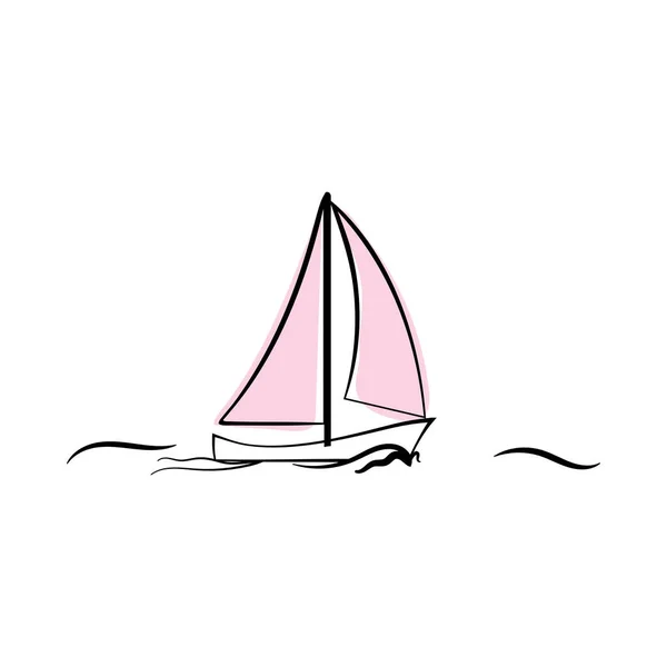 Doodle Sketch Yacht Color Fill Simple Design Suitable Making Greeting — ストックベクタ