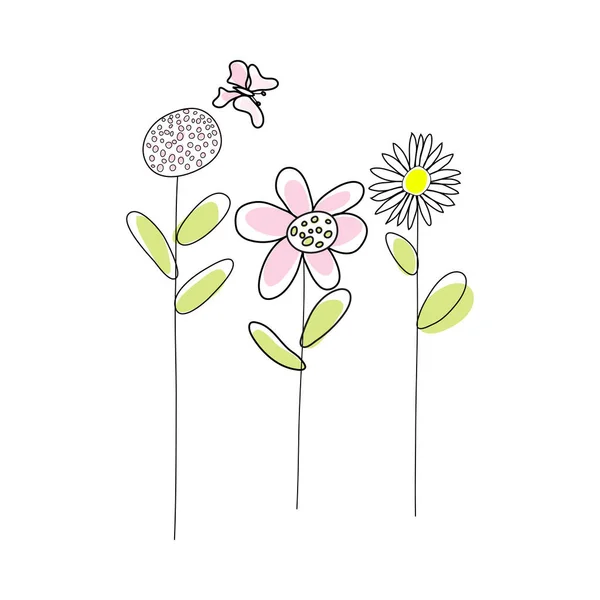 Doodle Sketch Flower Color Fill Simple Design Suitable Making Greeting — Stok Vektör