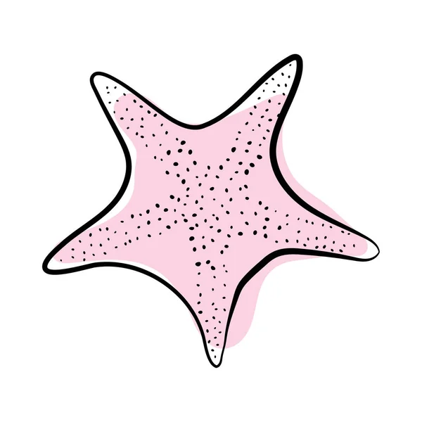 Doodle Vázlat Tengeri Csillag Színkitöltéssel Egyszerű Kialakítás Alkalmas Üdvözlőkártyák Készítésére — Stock Vector