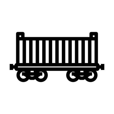 Demiryolu Kargo Konteynırı Simgesi. Düzenlenebilir genişlikte kalın tasarım. Vektör İllüstrasyonu.