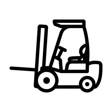 Depo Forklift Simgesi. Düzenlenebilir genişlikte kalın tasarım. Vektör İllüstrasyonu.