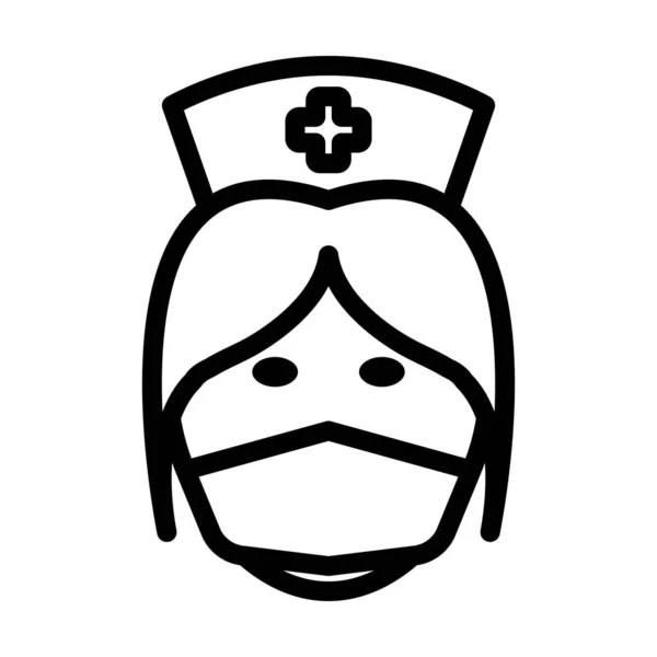 看護師長アイコン 編集可能なストローク幅の太字アウトラインデザイン ベクターイラスト — ストックベクタ