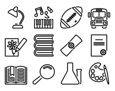 Eğitim Simgesi Ayarlandı. Düzenlenebilir genişlikte kalın tasarım. Vektör İllüstrasyonu.