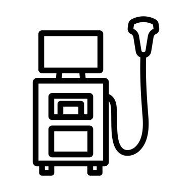 Ultrasound Teşhis Makinesi Simgesi. Düzenlenebilir genişlikte kalın tasarım. Vektör İllüstrasyonu.