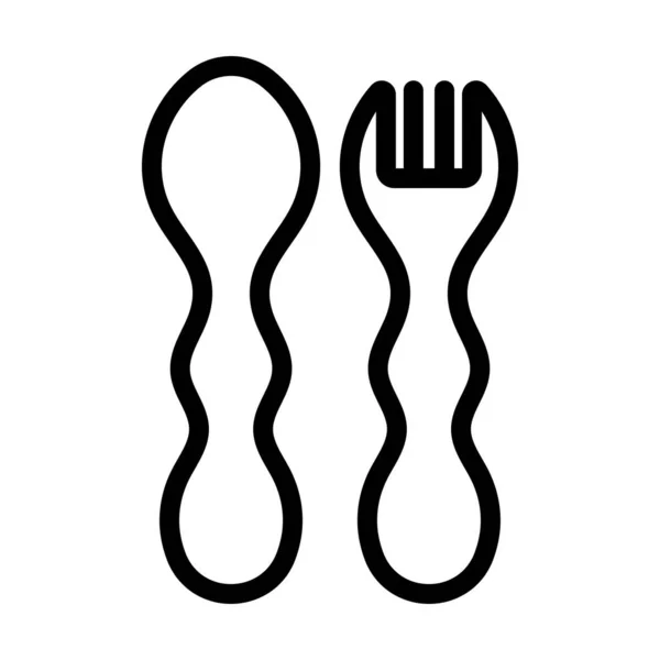 Baby Spoon Fork Icon Bold Outline Design Editable Stroke Width — Stock Vector