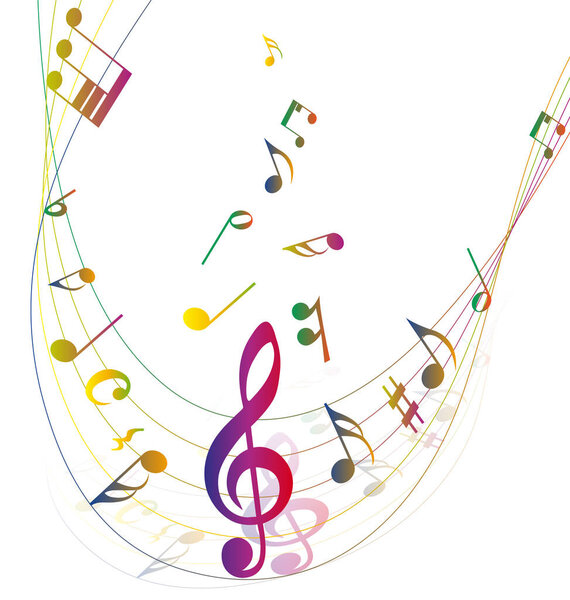 Musical design from musical notes elements. Shadow is transparent and can applied on any color background not only white. Elegant creative design isolated on white. Vector illustration.