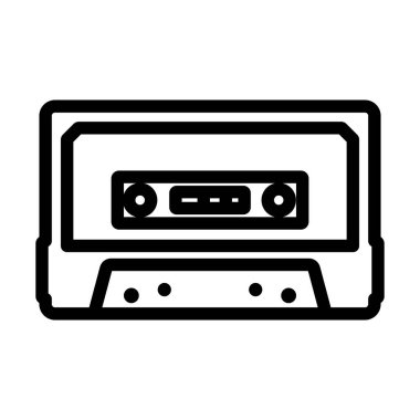 Ses Kaseti Simgesi. Düzenlenebilir genişlikte kalın tasarım. Vektör İllüstrasyonu.