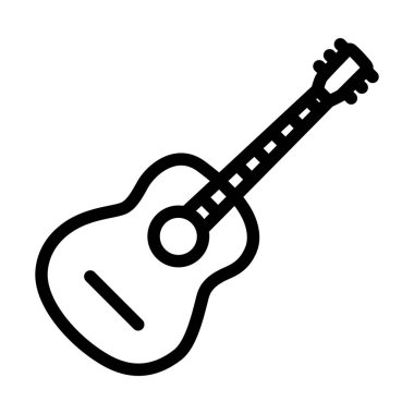 Akustik Gitar Simgesi. Düzenlenebilir genişlikte kalın tasarım. Vektör İllüstrasyonu.