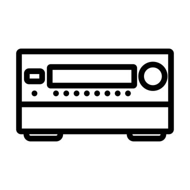 Ev sineması alıcı ikonu. Düzenlenebilir genişlikte kalın tasarım. Vektör İllüstrasyonu.