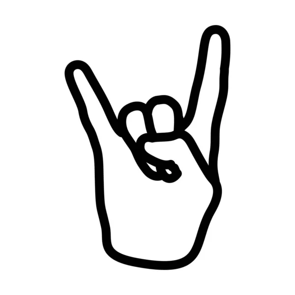 Rock Hand Icon Diseño Contorno Audaz Con Ancho Carrera Editable — Vector de stock