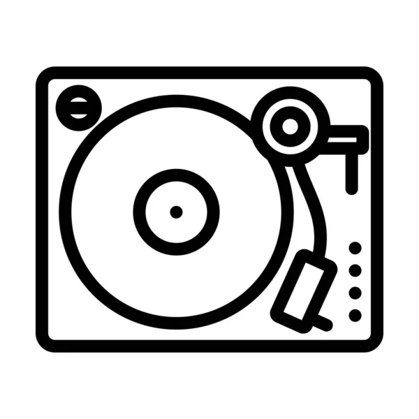 Icono Del Reproductor Vinilo Diseño Contorno Audaz Con Ancho Carrera — Vector de stock