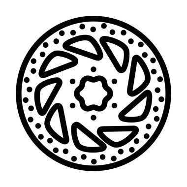 Bisiklet Fren Diski Simgesi. Düzenlenebilir genişlikte kalın tasarım. Vektör İllüstrasyonu.