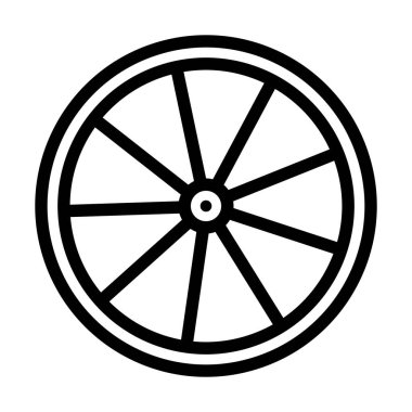 Bisiklet Tekerleği Simgesi. Düzenlenebilir genişlikte kalın tasarım. Vektör İllüstrasyonu.