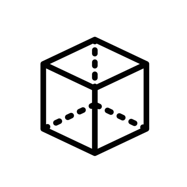 Cubo Con Icono Proyección Diseño Contorno Audaz Con Ancho Carrera — Vector de stock