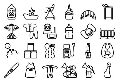 Annelik simgesi seti. Düzenlenebilir genişlikte kalın tasarım. Vektör İllüstrasyonu.