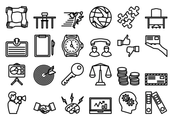 Business Icon Set Editable Bold Outline Design Illustrazione Vettoriale — Vettoriale Stock