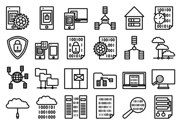 Set Iconos Datos Diseño Contorno Audaz Editable Ilustración Vectorial — Vector de stock