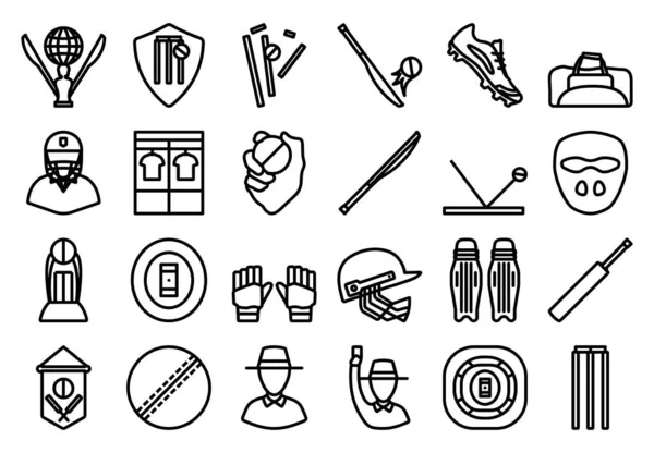 Cricket Icon Set Editable Bold Outline Design Illustrazione Vettoriale — Vettoriale Stock