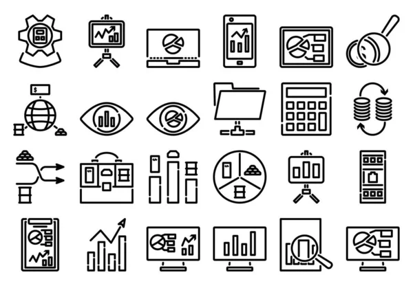 Analytics Icon Set Vorhanden Kühnes Outline Design Mit Editierbarer Strichbreite — Stockvektor