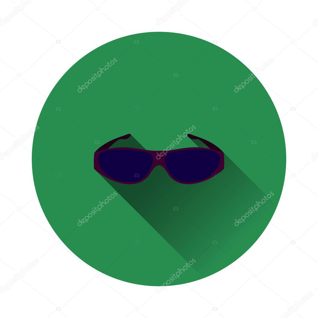 Poker Sunglasses Icon. Flat Circle Stencil Design With Long Shadow. Vector Illustration.