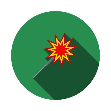 Parti Sparkler Simgesi. Uzun Gölgeli Düz Çember Şablon Tasarımı. Vektör İllüstrasyonu.