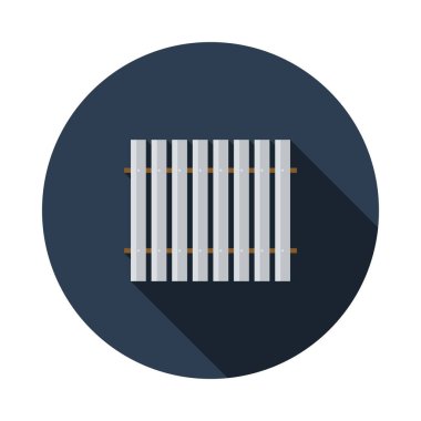 İnşaat Çiti Simgesi. Uzun Gölgeli Düz Çember Şablon Tasarımı. Vektör İllüstrasyonu.