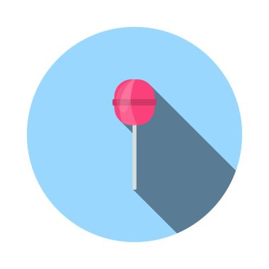 Çubuk Şeker Simgesi. Uzun Gölgeli Düz Çember Şablon Tasarımı. Vektör İllüstrasyonu.