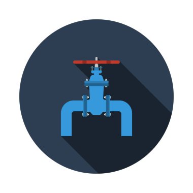 Kapaklı Boru Simgesi. Uzun Gölgeli Düz Çember Şablon Tasarımı. Vektör İllüstrasyonu.