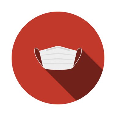 Tıbbi yüz maskesi simgesi. Uzun Gölgeli Düz Çember Şablon Tasarımı. Vektör İllüstrasyonu.