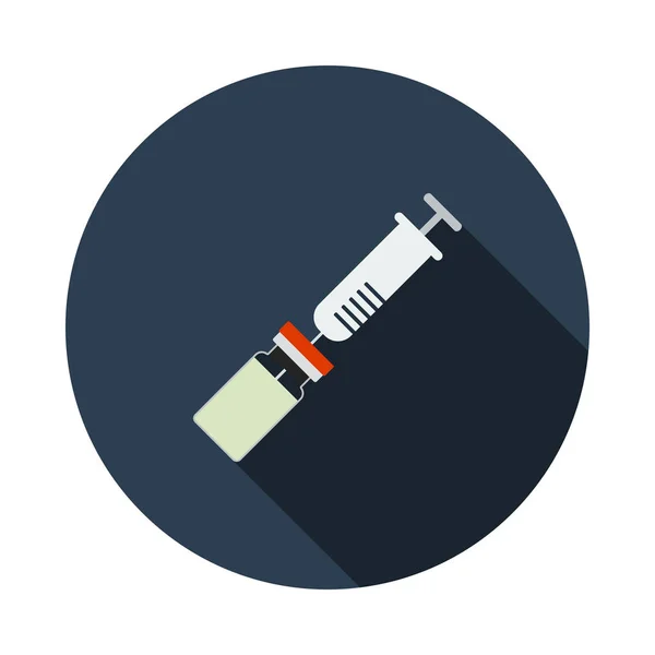 Covid Vaccine Icon Diseño Plantilla Círculo Plano Con Sombra Larga — Archivo Imágenes Vectoriales