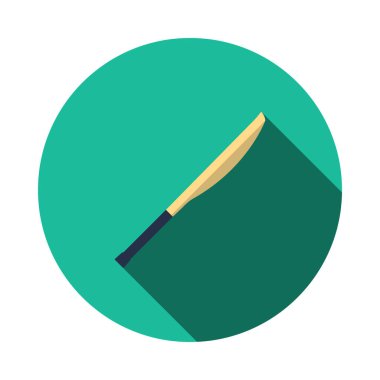 Kriket Yarasa Simgesi. Uzun Gölgeli Düz Çember Şablon Tasarımı. Vektör İllüstrasyonu.