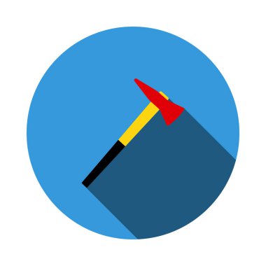 Axe Simgesini ateşle. Uzun Gölgeli Düz Çember Şablon Tasarımı. Vektör İllüstrasyonu.