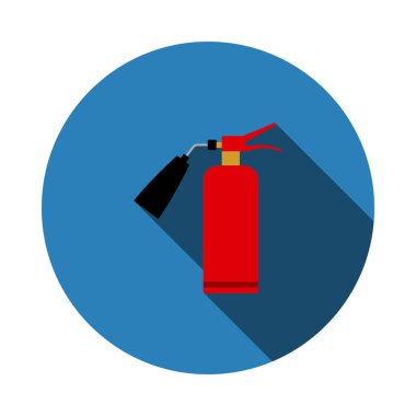 Yangın söndürme ikonu. Uzun Gölgeli Düz Çember Şablon Tasarımı. Vektör İllüstrasyonu.