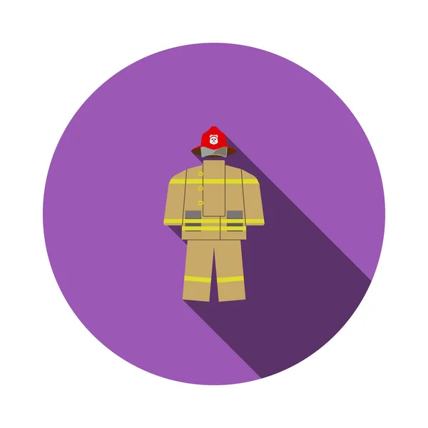 Icône Uniforme Des Pompiers Conception Pochoir Cercle Plat Avec Ombre — Image vectorielle